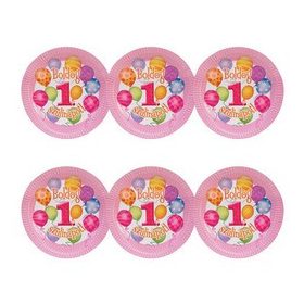 Papírtányér Boldog 1. Szülinapot! 23cm 6db, m24497