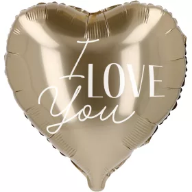 Óriás lufi 38" 98cm  arany szív, I Love You
