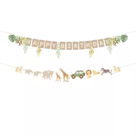 Betűfüzér Happy Birthday felirat, Safari, 180cm