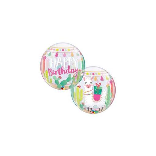 Szülinapi Bubbles lufi 22" 56cm Héliummal töltve Happy Birthday, Láma, 87742
