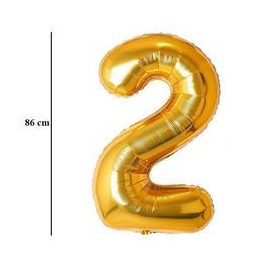   Számos lufi 34" 86cm óriás Arany szám, számjegy 2-es