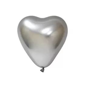 BALONEVI lufi 12" 30cm 50db/csomag, Króm Ezüst szív