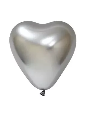 BALONEVI lufi 12" 30cm 50db/csomag, Króm Ezüst szív