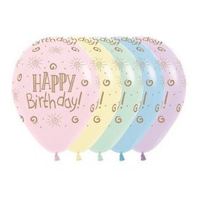 Szülinapi latex lufi 11" 28cm 12db Happy Birthday