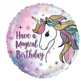   Szülinapi lufi 18" 45cm, Have a Magical Birthday, unikornis