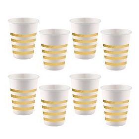Papírpohár 2,7dl 8db Arany csíkos