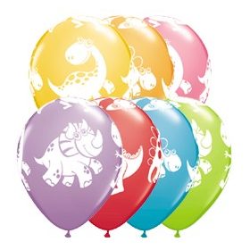 Mintás latex lufi 11" 28cm 6db dinoszaurusz, 17945