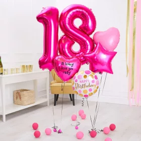   Lufidekor óriás számokkal, választható számjegyekkel, héliummal töltve - Pink