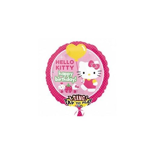 Éneklő, zenélő lufi 28" (71cm) Happy Birthday, Hello Kitty, 2588563