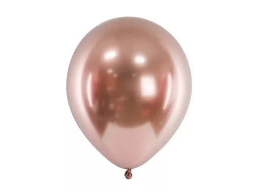 Glossy 11" (28cm-es) Chrome, króm Latex léggömb, Rosegold