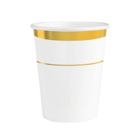 Papírpohár 2,7 dl 6db Fehér, Arany szegéllyel
