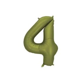   Számos lufi 34" 86cm óriás olivazöld szám, számjegy 4-es