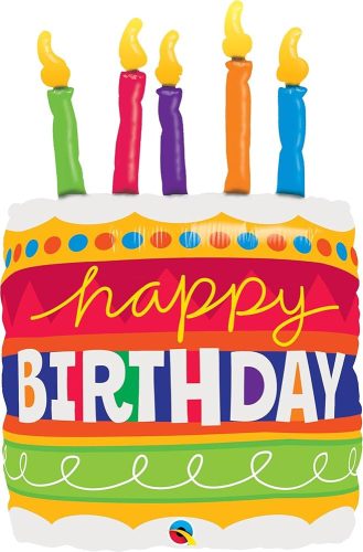 Szülinapi fólia lufi 35" 89cm óriás fólia Happy Birthday, torta