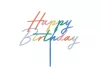 Tortabeszúró, tortadísz, Happy Birthday, színes