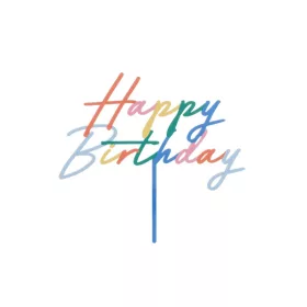 Tortabeszúró, tortadísz, Happy Birthday, színes