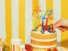 Tortabeszúró, tortadísz, Happy Birthday, színes