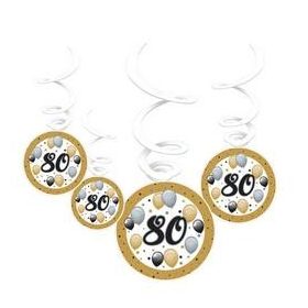 Függő dekoráció, 80-as, 6db, Elegáns, 23063