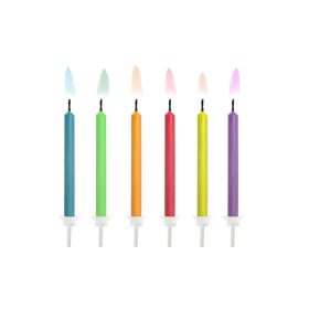 Gyertya 6db színes lánggal égő, 6cm-es