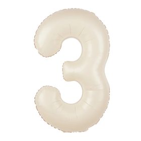   Számos lufi 34" 86cm óriás, szám, számjegy 3-as, krém színű