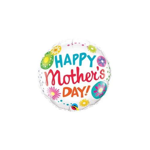 Anyák napi fólia lufi 18" 45cm Happy Mother's Day, 47392, héliummal töltve