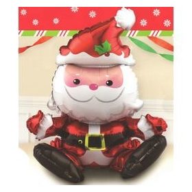   Télapó, Mikulás fólia lufi 21cm ülő Mikulás lufi, levegővel tölthető, 33987