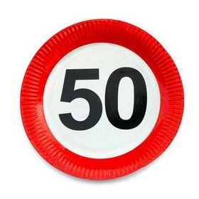   Papírtányér sebességkorlátozó 50-es számmal 23cm 6db, 20697