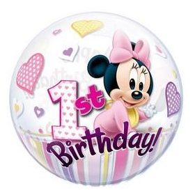   Mintás Bubbles számos, szám lufi 22" 56cm Minnie Mouse 1 Birthday