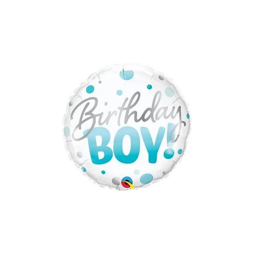 Szülinapi fólia lufi 18" 45cm Birthday Boy, q18874, héliummal töltve