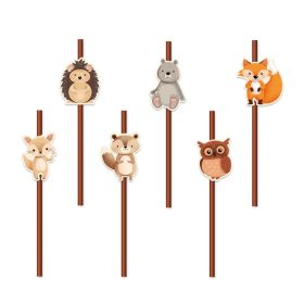 Szívószál papír 6db, Az erdő barátai