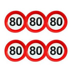   Papírtányér sebességkorlátozó 80-as számmal 23cm 6db, m22936