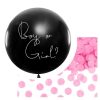 3 feet 91cm latex fekete léggömb babaváróra, Boy or Girl, Rózsaszín konfettivel