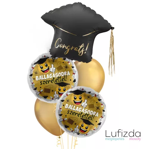 Héliumos luficsokor ballagásra, Congratulation Grad - Ingyenes GLS szállítással