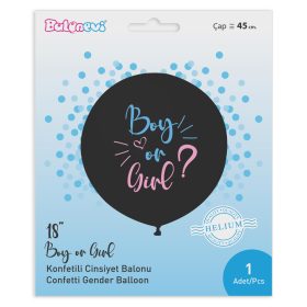  BALONEVI Latex lufi, 18" 45cm, Boy or Girl, Kék konfettivel