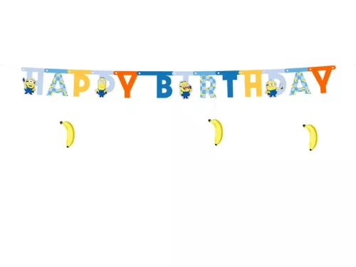 Betűfüzér Happy Birthday felirat, Minion, Gru, Minyon