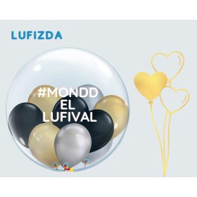   Egyedi Deco Bubble 61cm-es lufi, felirattal, lufikkal töltve