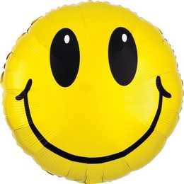 Mosolygó fólia lufi 18" 45cm, smiley face, sárga