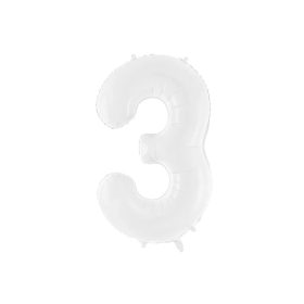   Számos lufi 34" 86cm óriás Fehér szám, számjegy 3-as