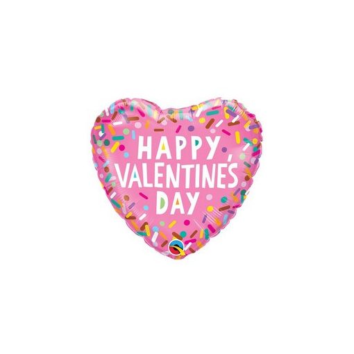 Fólia lufi 18" 45cm "Happy Valentines Day " szív, 97155, héliummal töltve