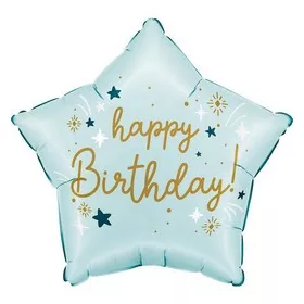 Szülinapi lufi 18" 45cm Happy Birthday, Csillag