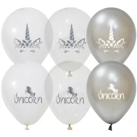 BALONEVI lufi, 12" 30cm, 50db/cs, Unikornis Króm mix