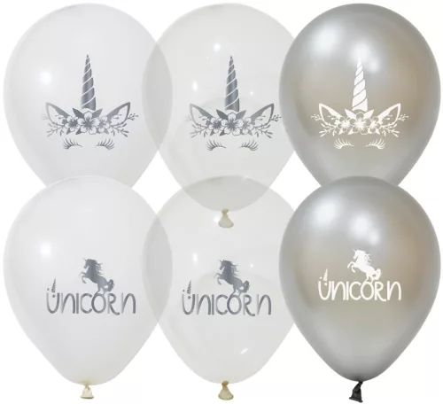 BALONEVI lufi, 12" 30cm, 50db/cs, Unikornis Króm mix