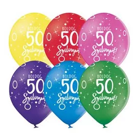   Szám, Számos lufi 11" 28cm 6db 50-es lufi Boldog 50. szülinapot!