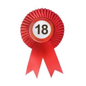   Szalagos kitűző számos, Sebességkorlátozó számmal, 18-as, 24183