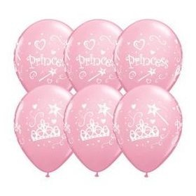   Mintás latex lufi 11" 28cm 6db Hercegnők, Princess Pink Lufi, 17938
