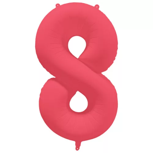 Számos lufi 34" 86cm óriás neon Piros (Rózsaszín) szám, számjegy 8-as, 