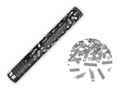 Konfetti ágyú 40cm ezüst téglalapokat kilövő