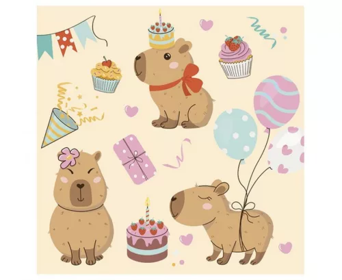 Szalvéta 33x33cm 20db Capybara