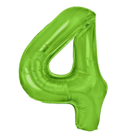 Számos lufi 34" 86cm óriás zöld fólia szám, számjegy 4-es, Héliummal töltve