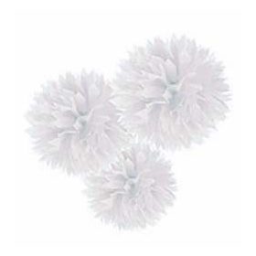   Függő dekoráció, bolyhos papír 41cm 3db, fehér, a1805508