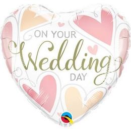 Esküvői fólia lufi 18" 45cm On Your Wedding Day, szív